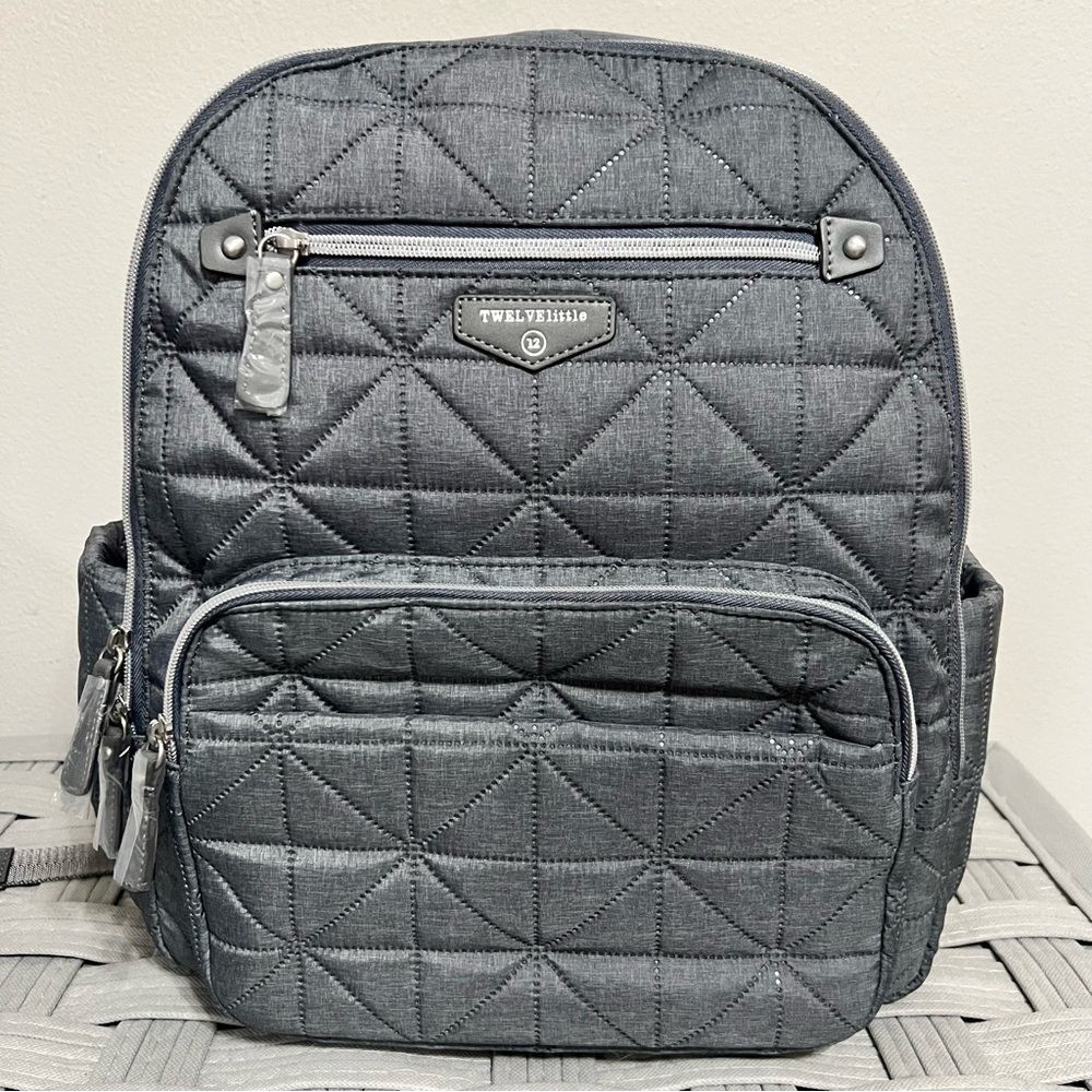 Sale!TWELVE little Quilted Gray Companion Diaper Bag Best-Selling Backpack Style